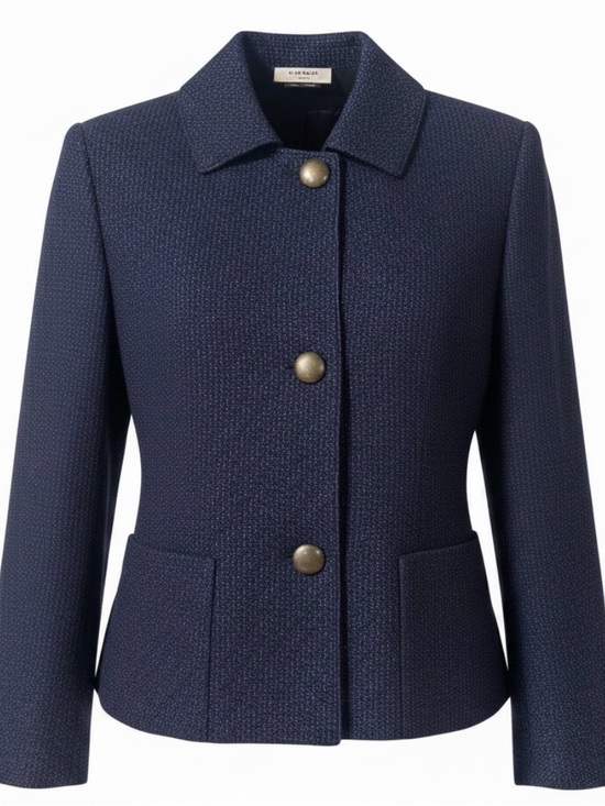 Akris Punto Jackets & Blazers - Akris Punto Blue Button Front Lined Wool Blend Jacket 4 Cropped Quiet Luxury
